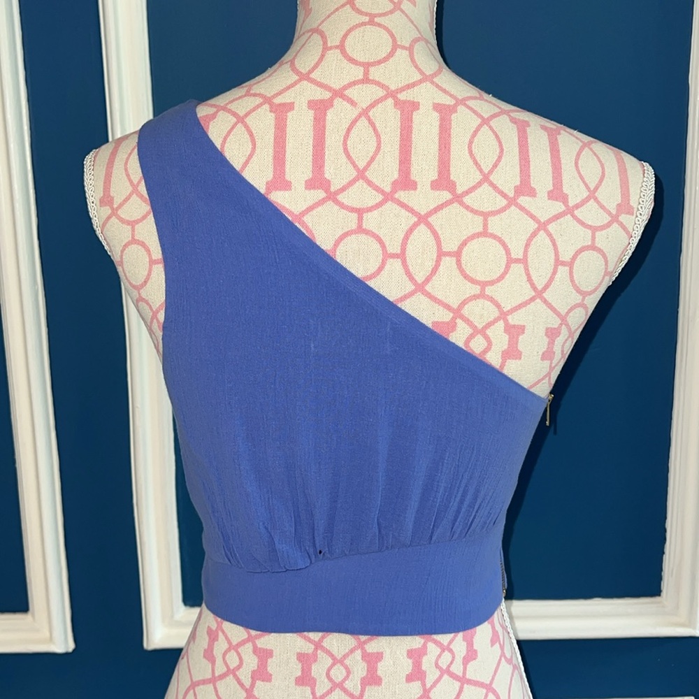 Seven Wonders Blue One Shoulder Cropped Top - Size XS - Picture 2 of 4